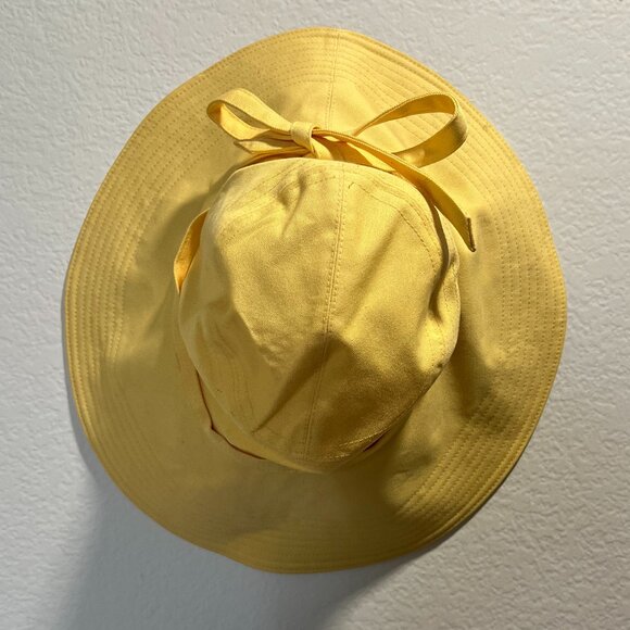 Helen Kaminski Australia Yellow Cotton Sun Hat with Bow | One Size - Picture 2 of 5
